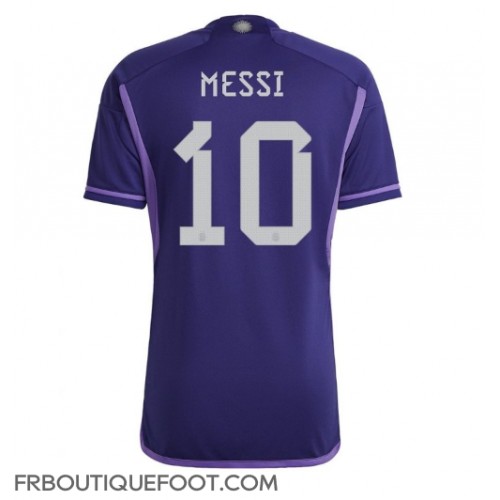 Maillot de foot Argentine Lionel Messi #10 Extérieur vêtements Monde 2022 Manches Courtes